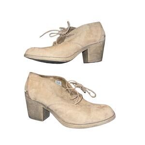 Rocket Dog Ankle Boots Beige Suede Size 9 Lace up Booties Chunky Heel Y2K
